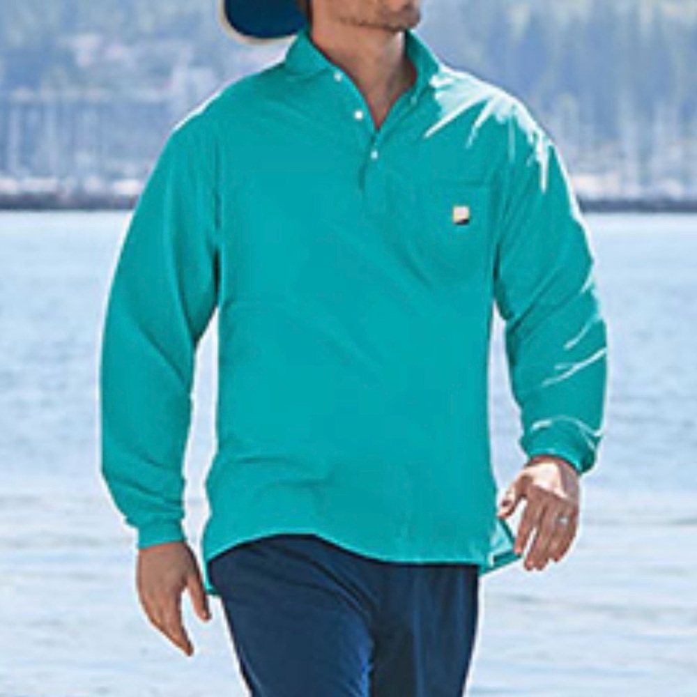 SOLUMBRA Men's Teal Long Sleeve Shirt SIZE L